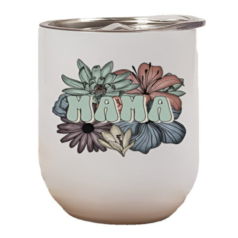 Mother's Day Gift Green Mama Floral Wine Tumbler