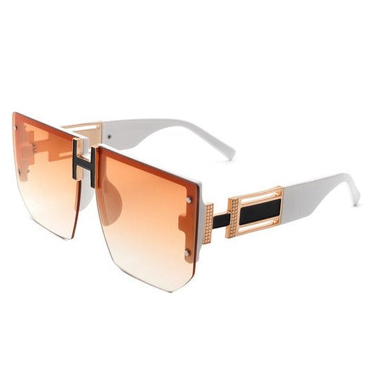 Square Oversize Half Frame Sunglasses