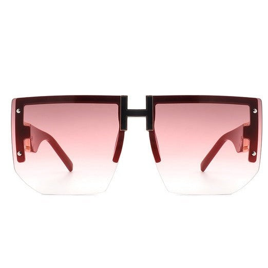 Square Oversize Half Frame Sunglasses