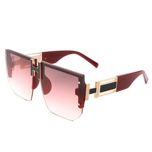 Square Oversize Half Frame Sunglasses