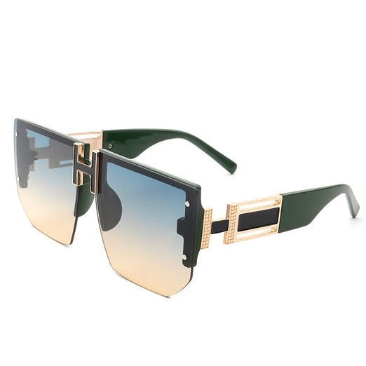 Square Oversize Half Frame Sunglasses