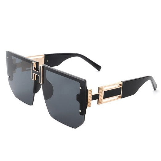 Square Oversize Half Frame Sunglasses