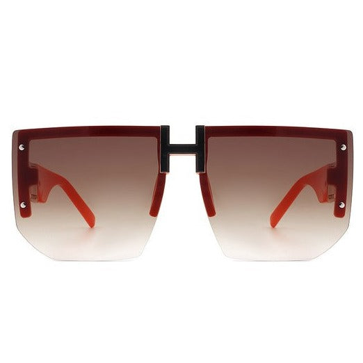 Square Oversize Half Frame Sunglasses