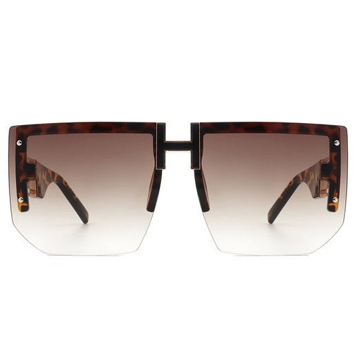 Square Oversize Half Frame Sunglasses