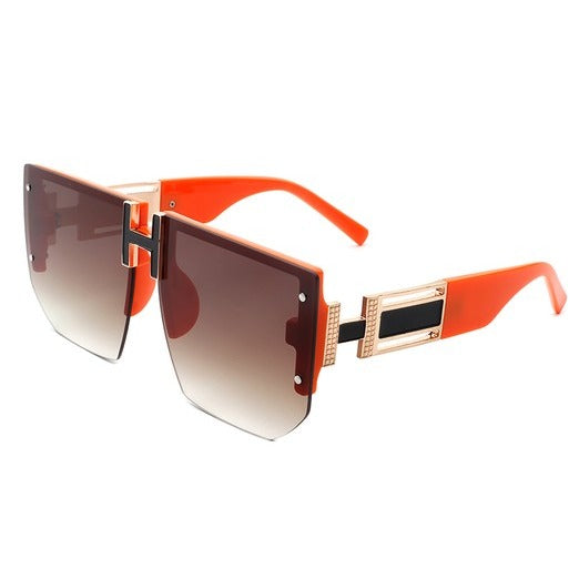 Square Oversize Half Frame Sunglasses