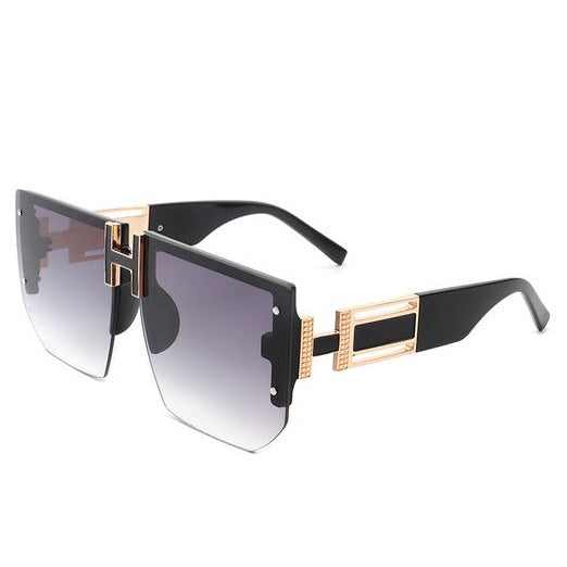 Square Oversize Half Frame Sunglasses