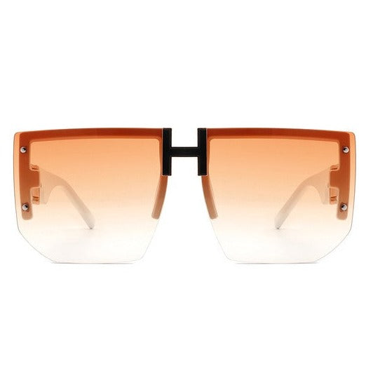 Square Oversize Half Frame Sunglasses