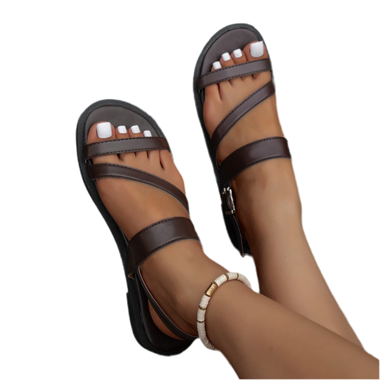 Open Toe Vegan Leather Sandals