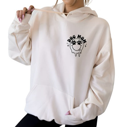 Dog Mom Dripping Smiley Hoodie Sweatshirt - Plus