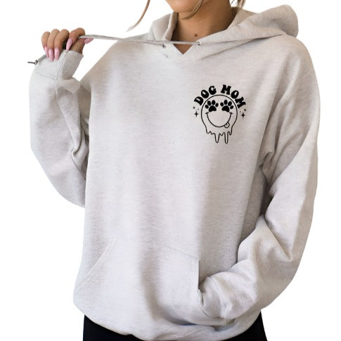 Dog Mom Dripping Smiley Hoodie Sweatshirt - Plus