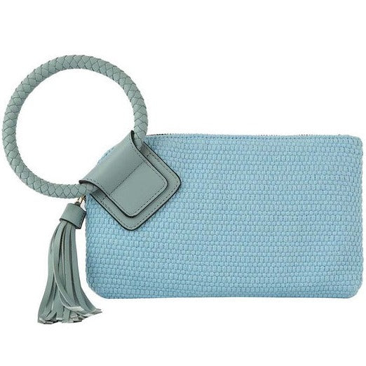 Canvas Wristlet Clutch With Tassel