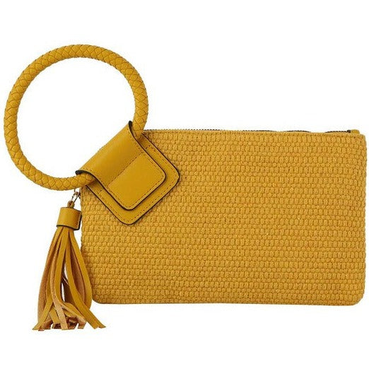 Canvas Wristlet Clutch With Tassel