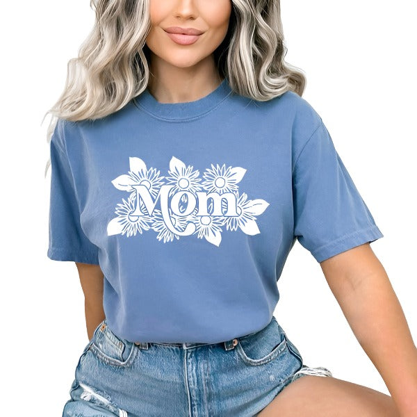 Mom Sunflowers Garment Dyed Tee