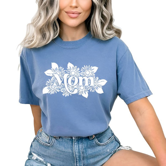 Mom Sunflowers Garment Dyed Tee