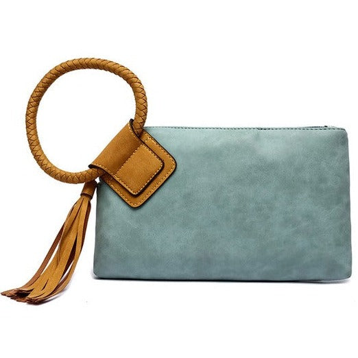 Cuff Handle Wristlet Clutch with Tassel