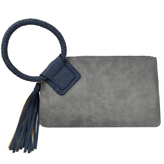 Cuff Handle Wristlet Clutch with Tassel