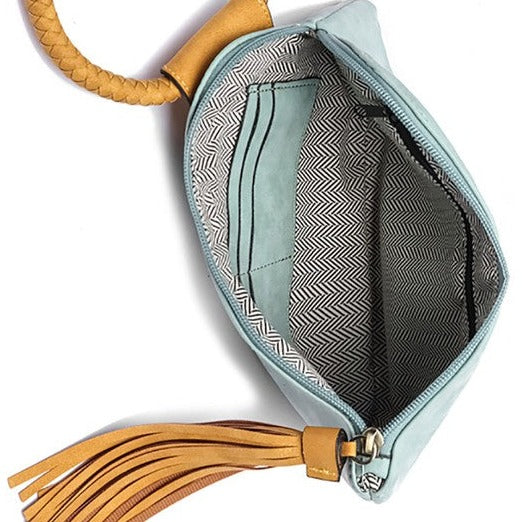 Cuff Handle Wristlet Clutch with Tassel