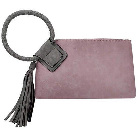 Cuff Handle Wristlet Clutch with Tassel