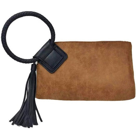 Cuff Handle Wristlet Clutch with Tassel