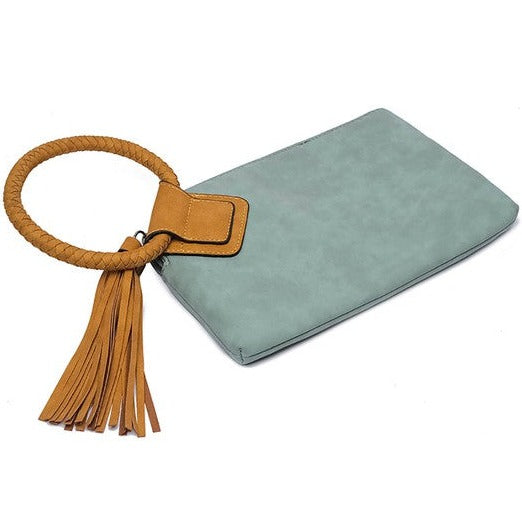 Cuff Handle Wristlet Clutch with Tassel