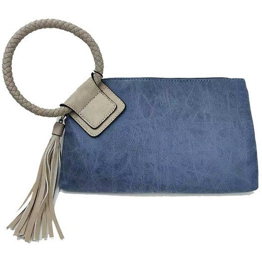 Cuff Handle Wristlet Clutch with Tassel