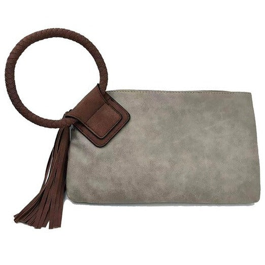 Cuff Handle Wristlet Clutch with Tassel