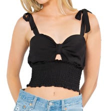 Cut Out Tie Shoulder Top