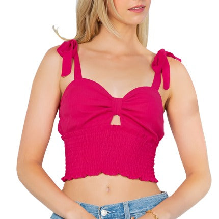 Cut Out Tie Shoulder Top