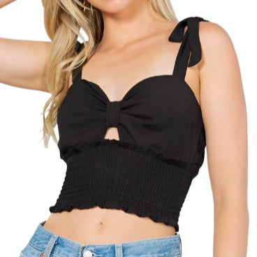 Cut Out Tie Shoulder Top