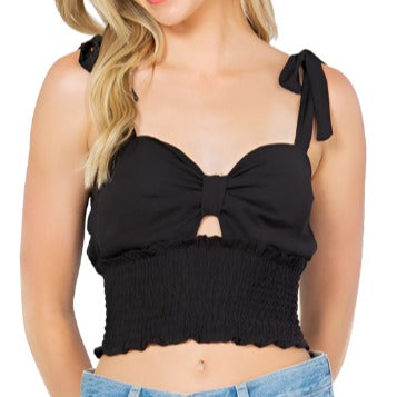 Cut Out Tie Shoulder Top