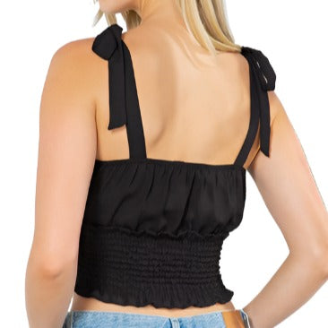 Cut Out Tie Shoulder Top