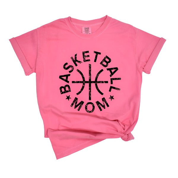 Basketball Mom Distressed Dyed Tee