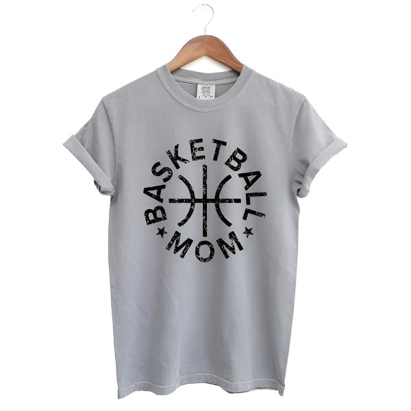 Basketball Mom Distressed Dyed Tee