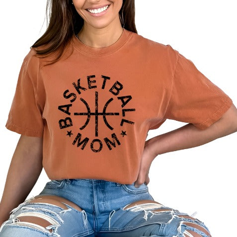 Basketball Mom Distressed Dyed Tee