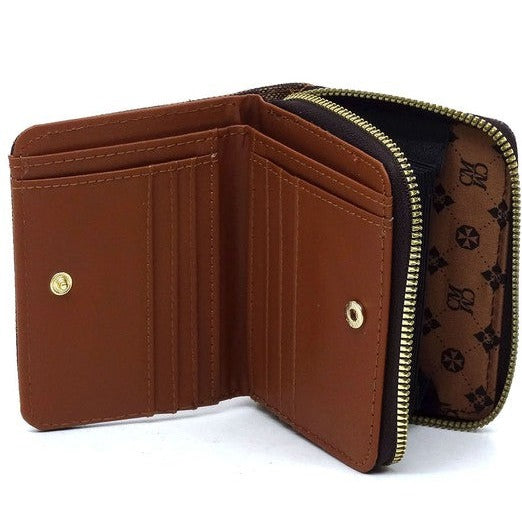 Vegan Leather Monogram Accordion Bi-fold Wallet