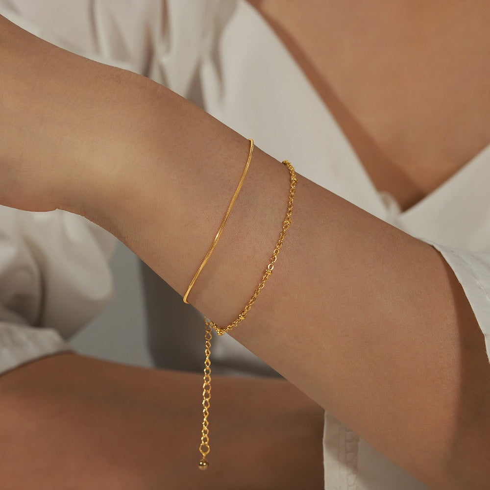 Gold, Silver or Rose Gold Steel Layered Chain Bracelet