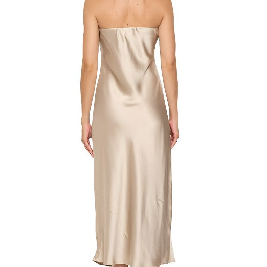 Silky Satin Tube Draped Dress