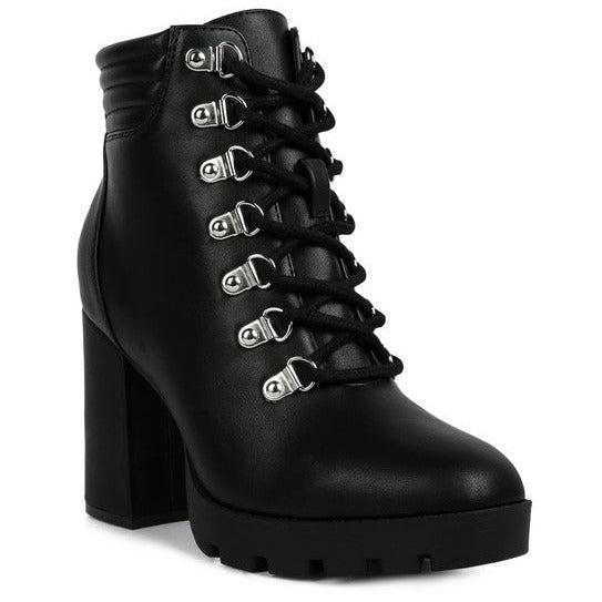 Lace Up Block Heel Boots