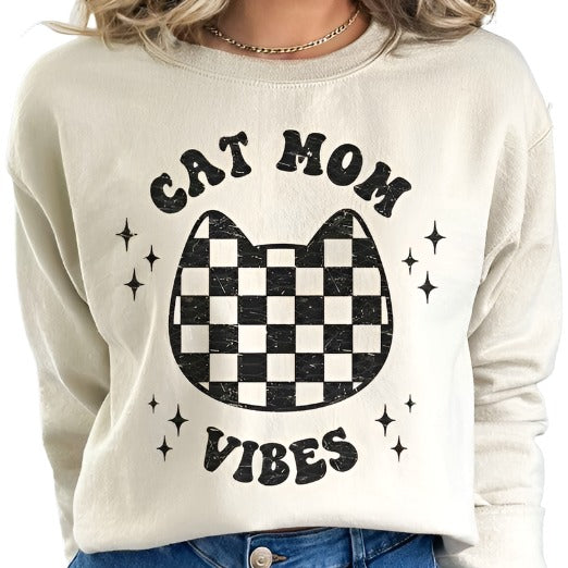 Cat Mom Vibes Graphic Sweatshirt