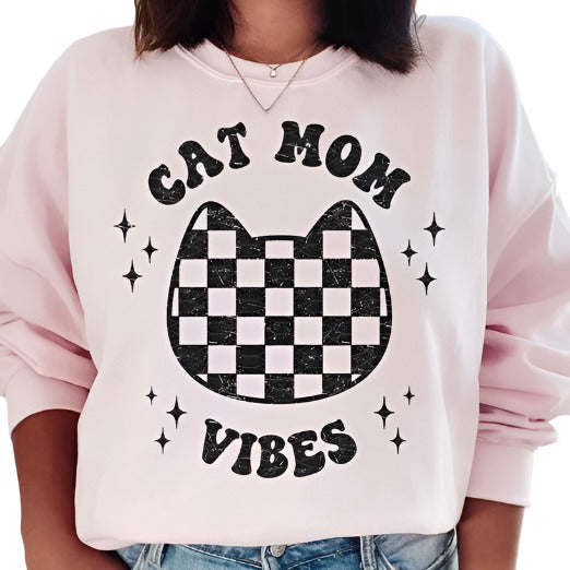 Cat Mom Vibes Graphic Sweatshirt