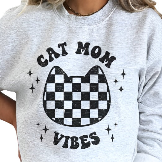 Cat Mom Vibes Graphic Sweatshirt