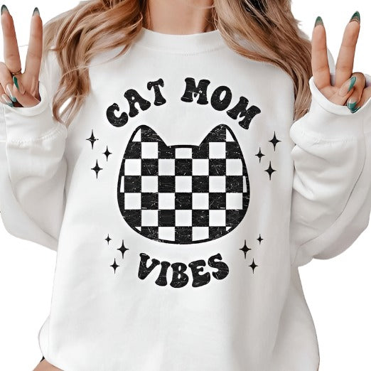 Cat Mom Vibes Graphic Sweatshirt