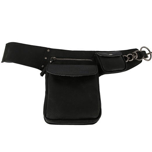 Vegan Leather Double Pocket Fanny Bag