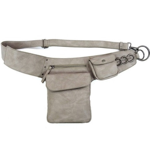 Vegan Leather Double Pocket Fanny Bag