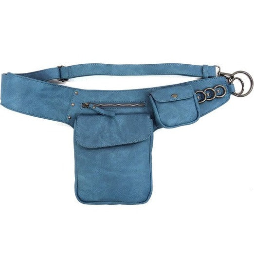 Vegan Leather Double Pocket Fanny Bag