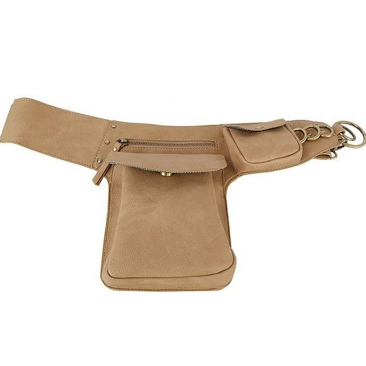 Vegan Leather Double Pocket Fanny Bag