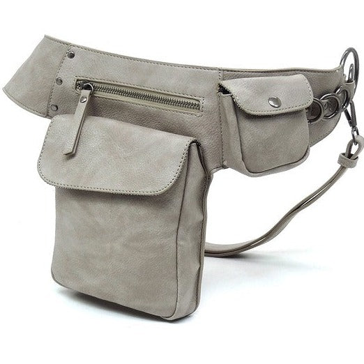 Vegan Leather Double Pocket Fanny Bag