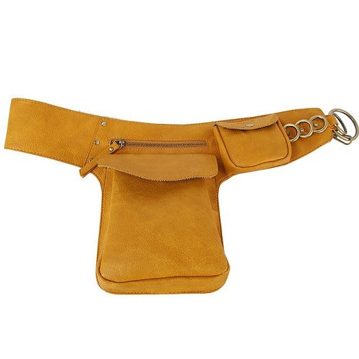 Vegan Leather Double Pocket Fanny Bag