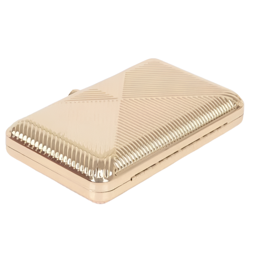 Textured Shiny Metal Box Clutch