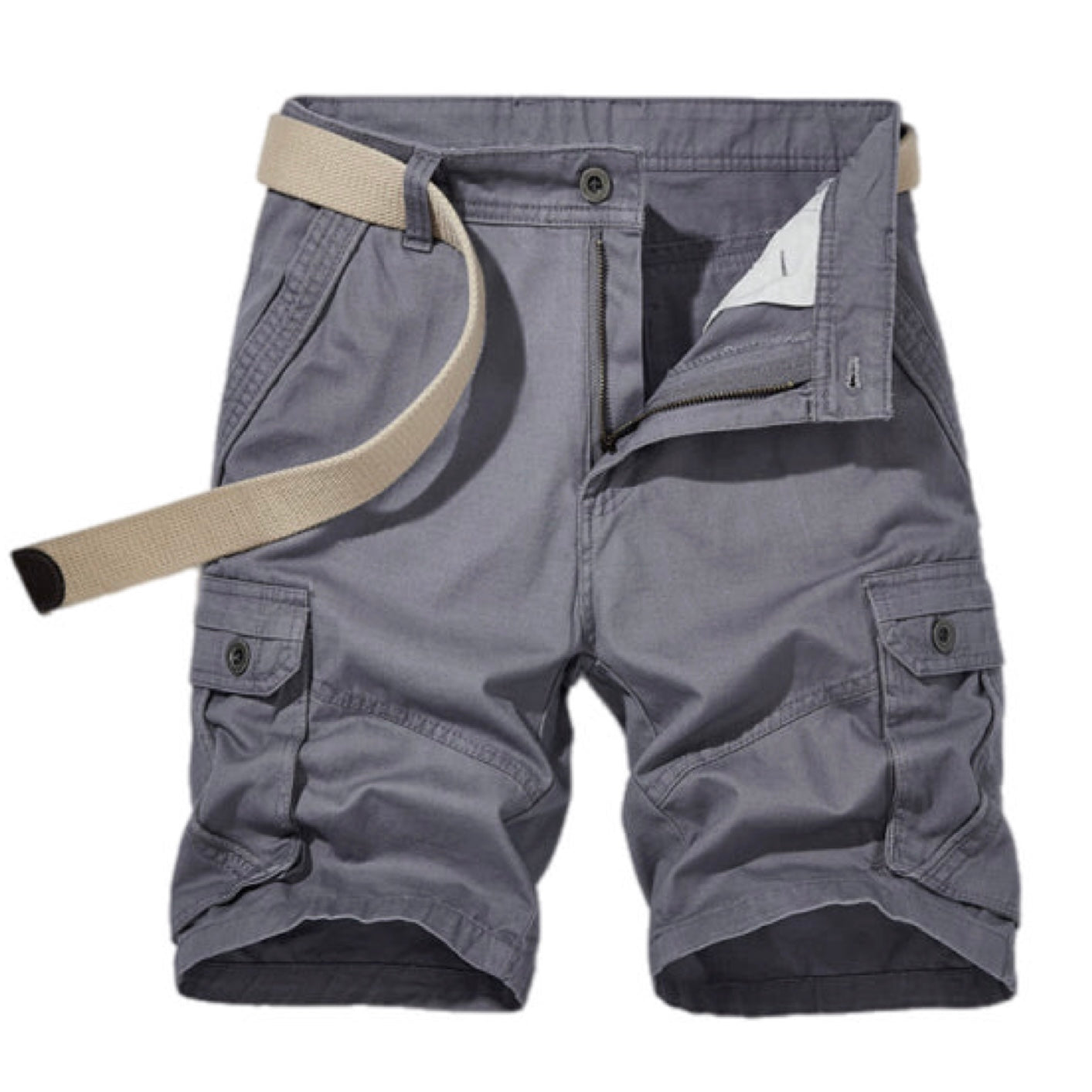 Multi-Pocket Cargo Shorts (Without Belt）